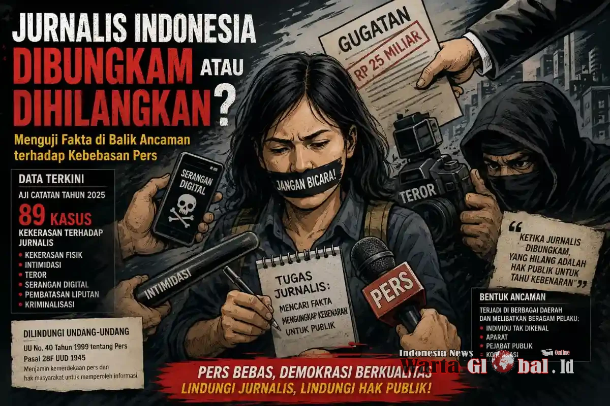 Dibungkam atau Dihilangkan?
Ancaman Terhadap Kebebasan Pers Menguji Wajah Demokrasi Indonesia
Oleh: Netti Herawati | Jurnalis Indonesia Dibungkam atau Dihilangkan?
Ancaman Terhadap Kebebasan Pers Menguji Wajah Demokrasi Indonesia
Oleh: Netti Herawati | Jurnalis Indonesia