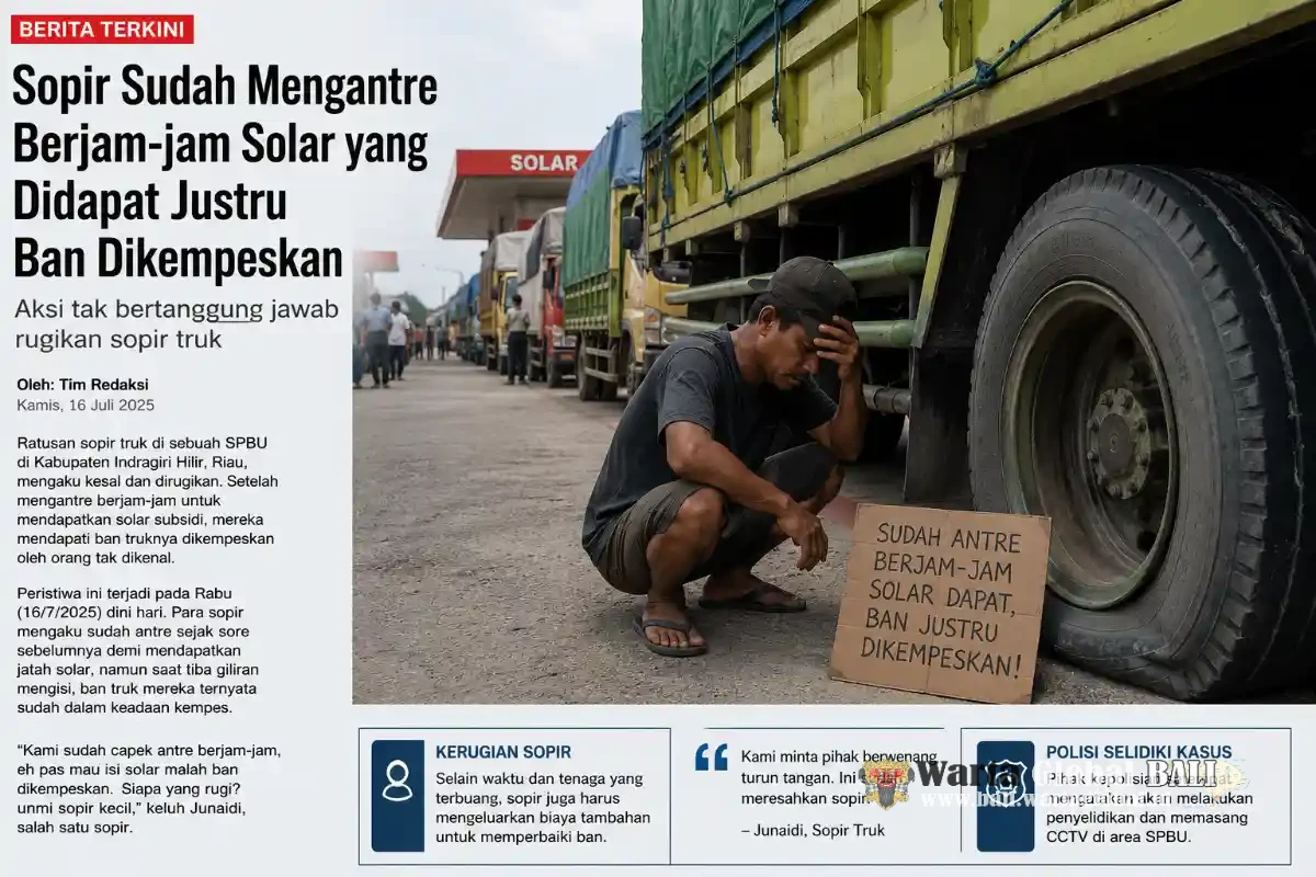 Sopir Keluhkan Antrean Solar Berjam-jam, Ban Kendaraan Diduga Dikempiskan