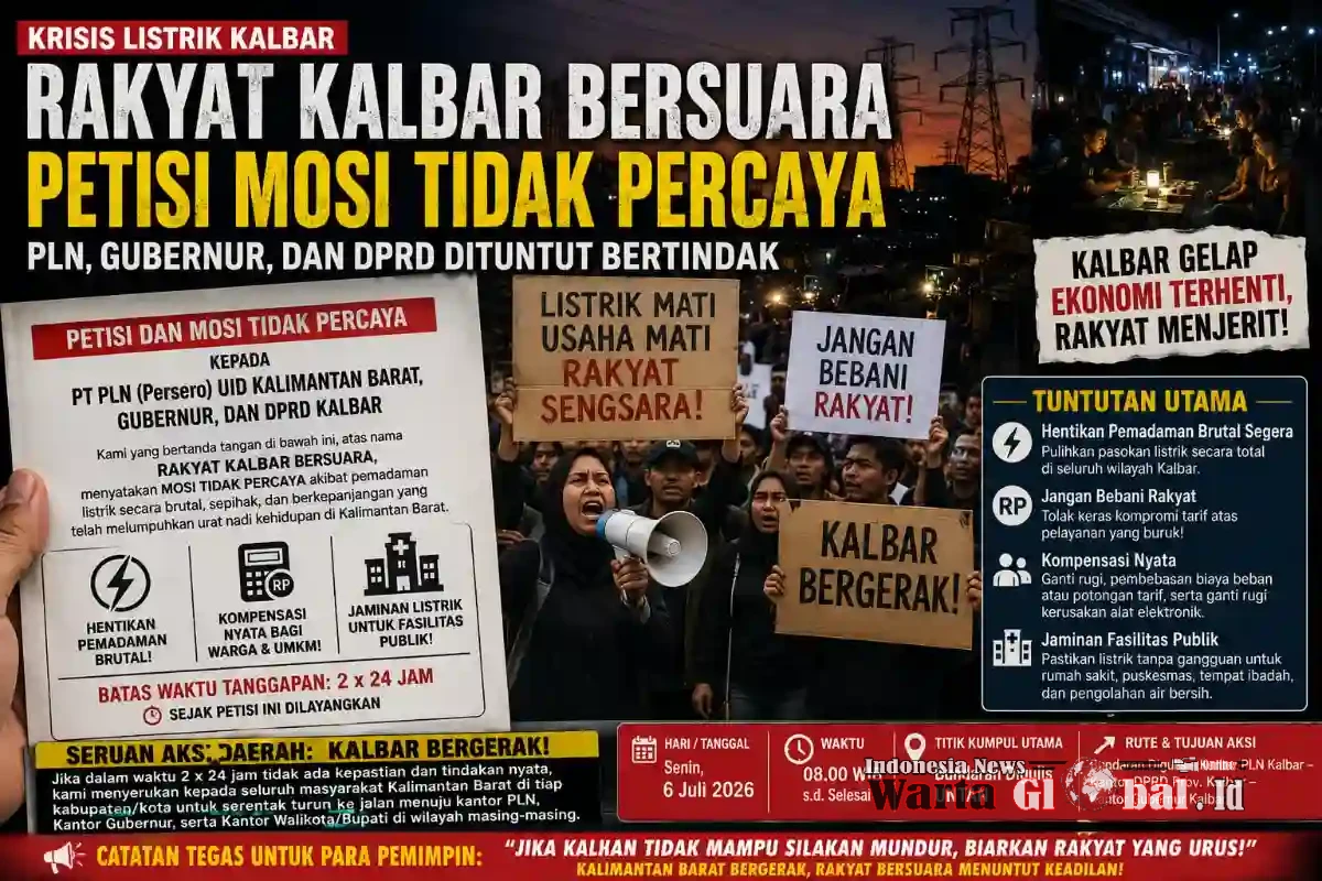Petisi Mosi Tidak Percaya! "Kepada PLN Kalbar, Gubernur, dan DPRD Beredar; Massa Ancam Gelar Aksi"